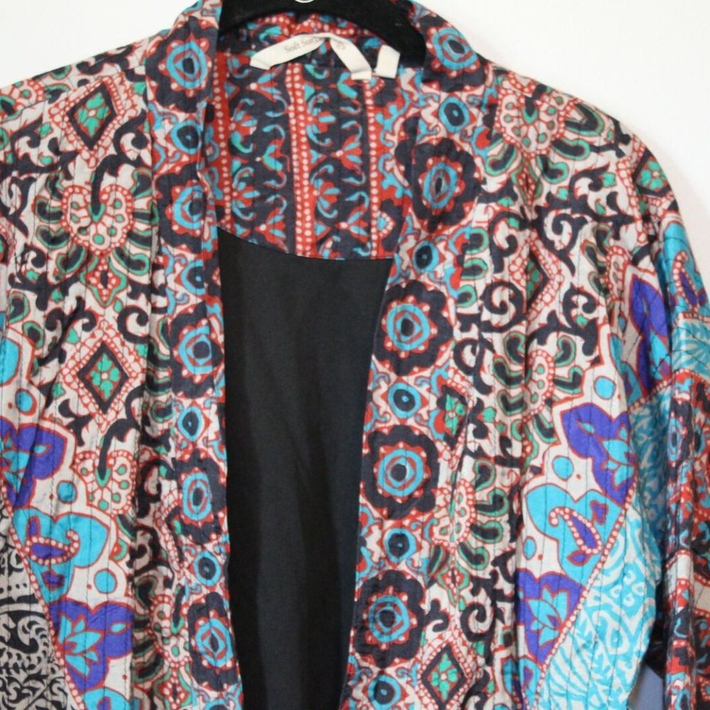 Soft Surroundings Quilted Lotus Topper Kimono Cardigan Small PS Cottagecore Boho - Picture 5 of 16